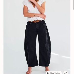 Free People Black Barrel Jeans